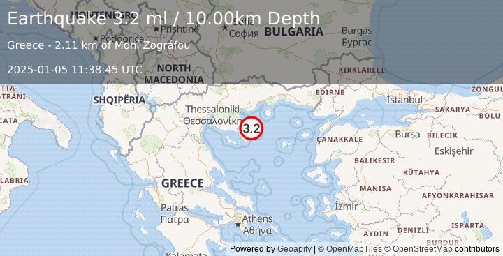 Earthquake AEGEAN SEA (3.2 ml) (2025-01-05 11:38:45 UTC)