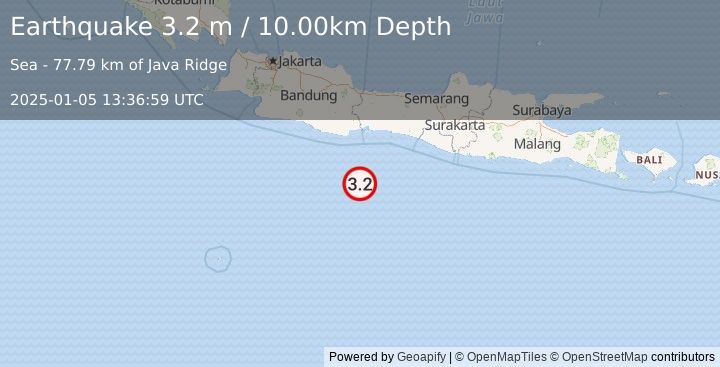 Earthquake JAVA, INDONESIA (3.2 m) (2025-01-05 13:36:59 UTC)