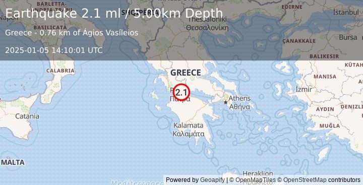 Earthquake GREECE (2.1 ml) (2025-01-05 14:10:01 UTC)