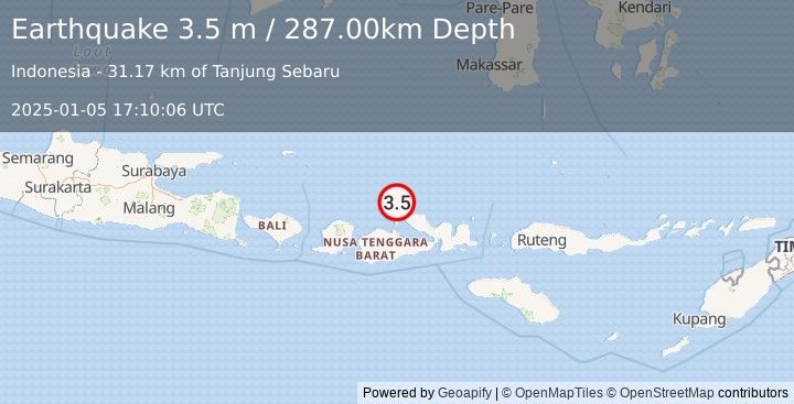 Earthquake BALI SEA (3.5 m) (2025-01-05 17:10:06 UTC)