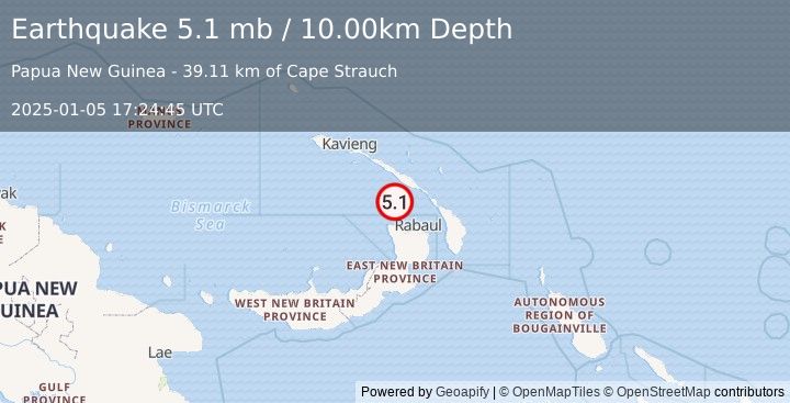 Earthquake NEW IRELAND REGION, P.N.G. (5.3 mb) (2025-01-05 17:24:43 UTC)