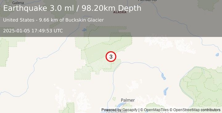 Earthquake CENTRAL ALASKA (3.0 ml) (2025-01-05 17:49:53 UTC)