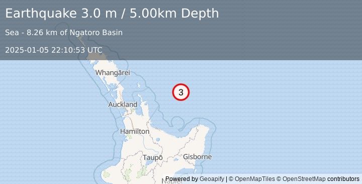 Earthquake OFF E. COAST OF N. ISLAND, N.Z. (3.0 m) (2025-01-05 22:10:53 UTC)