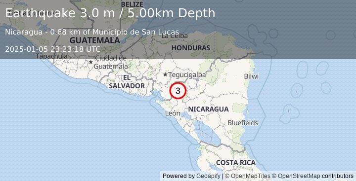 Earthquake NICARAGUA (3.0 m) (2025-01-05 23:23:18 UTC)