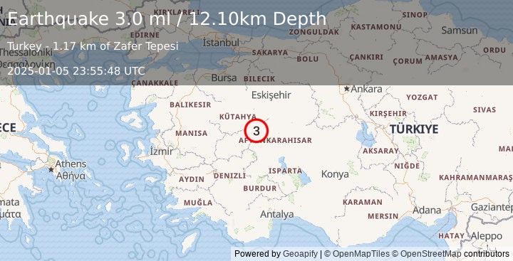 Earthquake WESTERN TURKEY (3.0 ml) (2025-01-05 23:55:48 UTC)