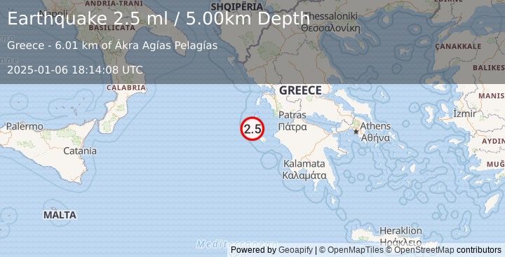 Earthquake GREECE (2.5 ml) (2025-01-06 18:14:08 UTC)