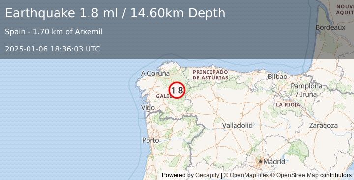 Earthquake SPAIN (1.8 ml) (2025-01-06 18:36:03 UTC)