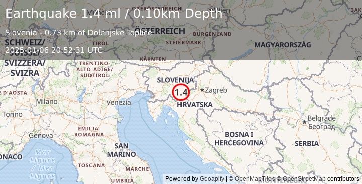 Earthquake SLOVENIA (1.4 ml) (2025-01-06 20:52:31 UTC)