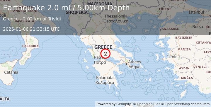 Earthquake GREECE (2.0 ml) (2025-01-06 21:33:15 UTC)