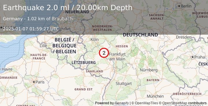 Earthquake GERMANY (2.0 ml) (2025-01-07 01:59:27 UTC)