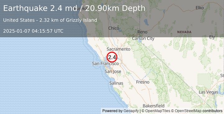 Earthquake SAN FRANCISCO BAY AREA, CALIF. (2.4 md) (2025-01-07 04:15:57 UTC)