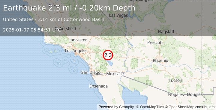 Earthquake SOUTHERN CALIFORNIA (2.3 ml) (2025-01-07 05:54:51 UTC)