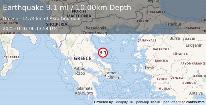 Earthquake AEGEAN SEA (3.1 ml) (2025-01-07 06:13:54 UTC)