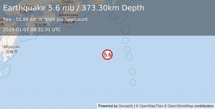 Earthquake IZU ISLANDS, JAPAN REGION (5.5 mb) (2025-01-07 08:31:32 UTC)