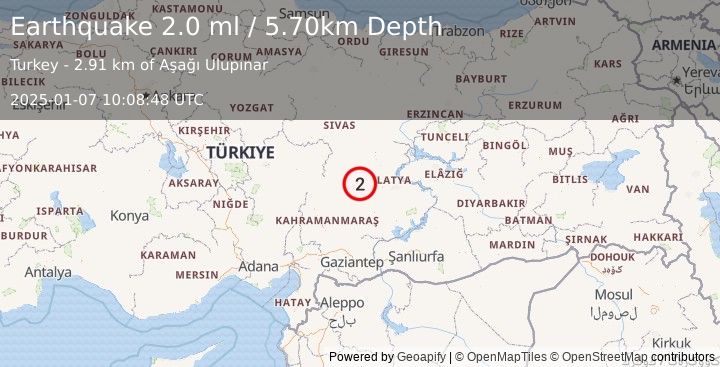 Earthquake CENTRAL TURKEY (2.0 ml) (2025-01-07 10:08:48 UTC)