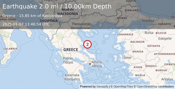 Earthquake AEGEAN SEA (2.0 ml) (2025-01-07 13:46:54 UTC)