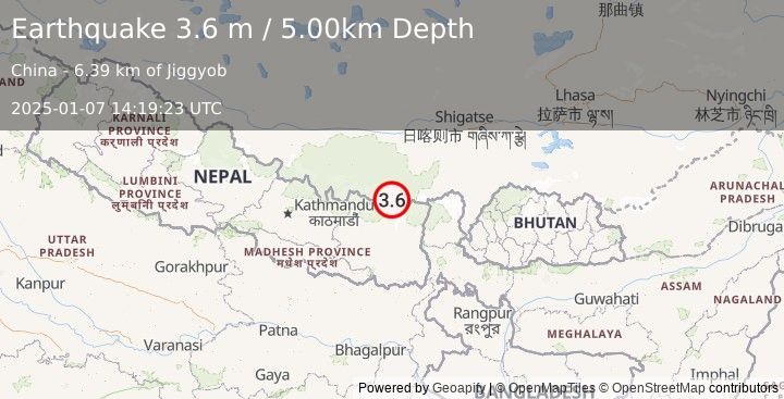 Earthquake NEPAL (3.6 m) (2025-01-07 14:19:23 UTC)