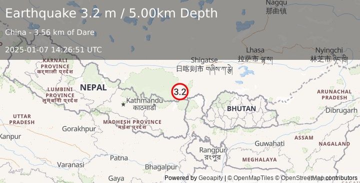 Earthquake WESTERN XIZANG (3.2 m) (2025-01-07 14:26:51 UTC)