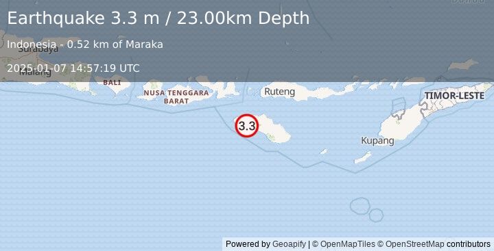 Earthquake SUMBA REGION, INDONESIA (3.3 m) (2025-01-07 14:57:19 UTC)