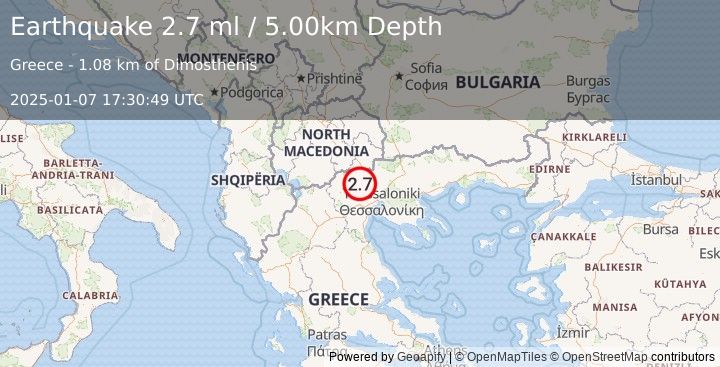 Earthquake GREECE (2.7 ml) (2025-01-07 17:30:49 UTC)