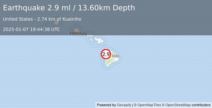 Earthquake ISLAND OF HAWAII, HAWAII (3.0 ml) (2025-01-07 19:44:39 UTC)