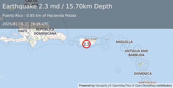 Earthquake PUERTO RICO (2.3 md) (2025-01-08 05:39:16 UTC)