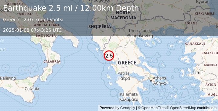 Earthquake GREECE (2.5 ml) (2025-01-08 07:43:25 UTC)