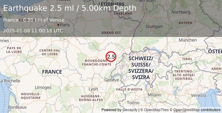 Earthquake FRANCE (2.5 ml) (2025-01-08 11:00:18 UTC)