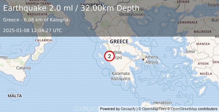 Earthquake GREECE (2.0 ml) (2025-01-08 12:04:27 UTC)