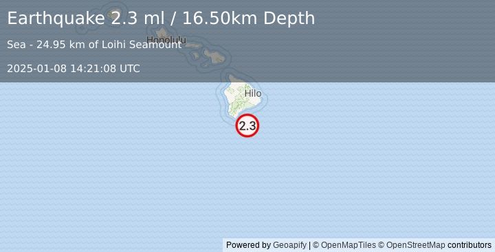 Earthquake HAWAII REGION, HAWAII (2.3 ml) (2025-01-08 14:21:08 UTC)