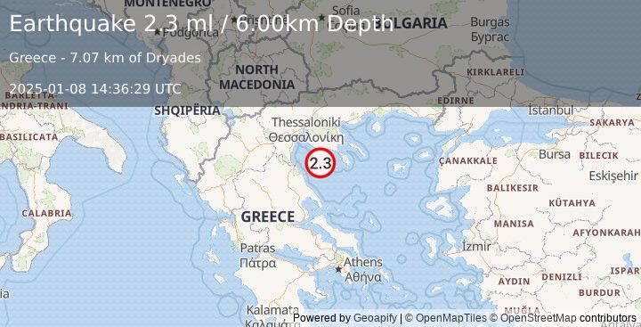 Earthquake GREECE (2.3 ml) (2025-01-08 14:36:29 UTC)