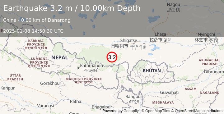 Earthquake WESTERN XIZANG (3.2 m) (2025-01-08 14:50:30 UTC)