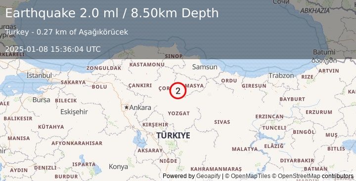 Earthquake CENTRAL TURKEY (2.0 ml) (2025-01-08 15:36:04 UTC)