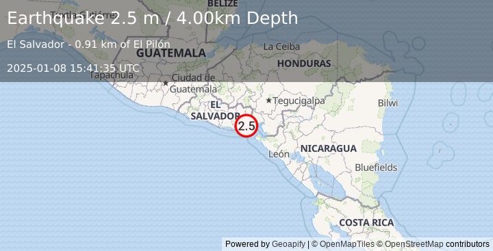 Earthquake EL SALVADOR (2.5 m) (2025-01-08 15:41:35 UTC)