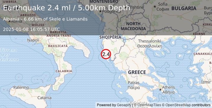 Earthquake ADRIATIC SEA (2.5 ml) (2025-01-08 16:05:56 UTC)