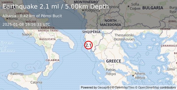 Earthquake ADRIATIC SEA (2.3 ml) (2025-01-08 16:16:31 UTC)