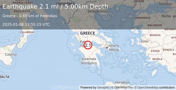 Earthquake GREECE (2.1 ml) (2025-01-08 17:55:15 UTC)