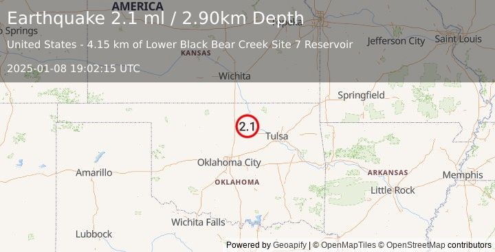 Earthquake OKLAHOMA (2.1 ml) (2025-01-08 19:02:15 UTC)