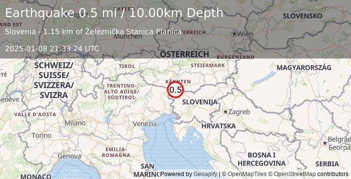 Earthquake SLOVENIA (0.5 ml) (2025-01-08 21:33:24 UTC)