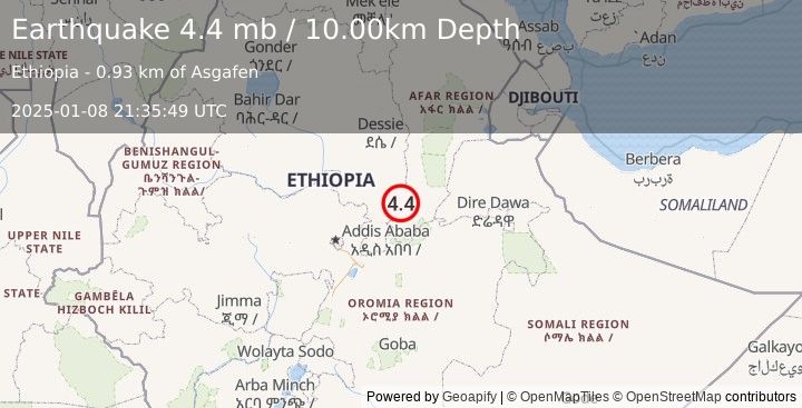 Earthquake ETHIOPIA (4.4 mb) (2025-01-08 21:35:49 UTC)