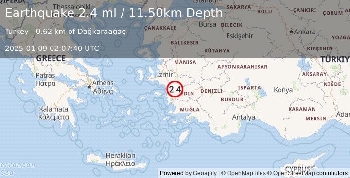 Earthquake WESTERN TURKEY (2.3 ml) (2025-01-09 02:07:41 UTC)