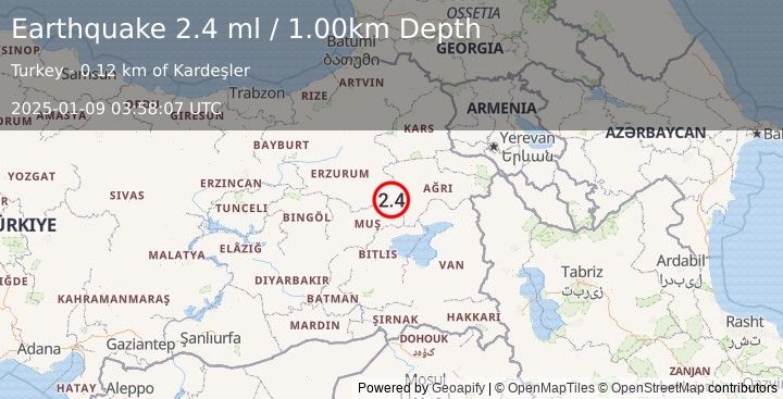 Earthquake EASTERN TURKEY (2.3 ml) (2025-01-09 03:58:08 UTC)