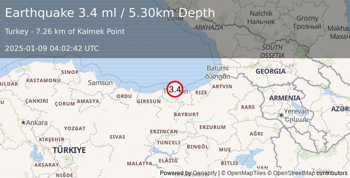 Earthquake EASTERN TURKEY (3.4 ml) (2025-01-09 04:02:42 UTC)