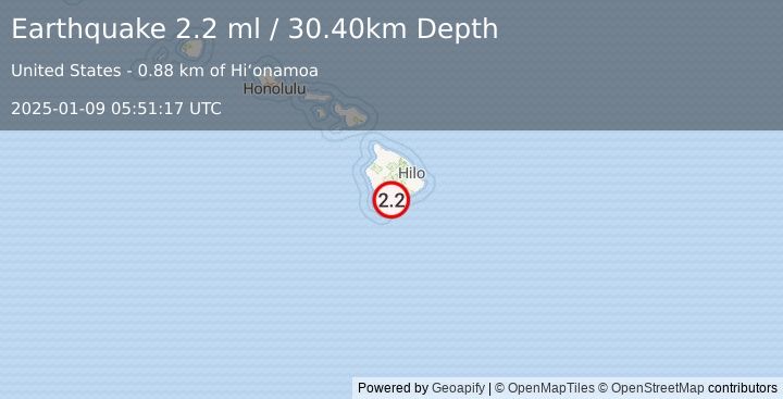 Earthquake ISLAND OF HAWAII, HAWAII (2.2 ml) (2025-01-09 05:51:17 UTC)