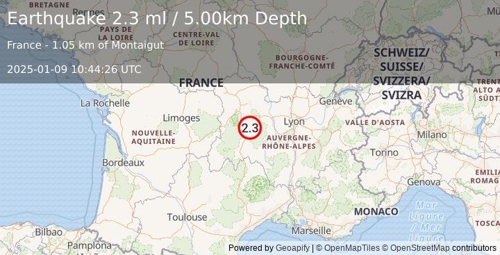 Earthquake FRANCE (2.3 ml) (2025-01-09 10:44:26 UTC)