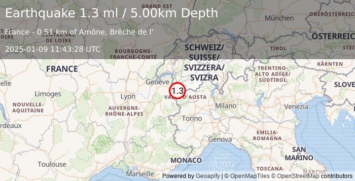 Earthquake FRANCE (1.7 ml) (2025-01-09 11:42:42 UTC)