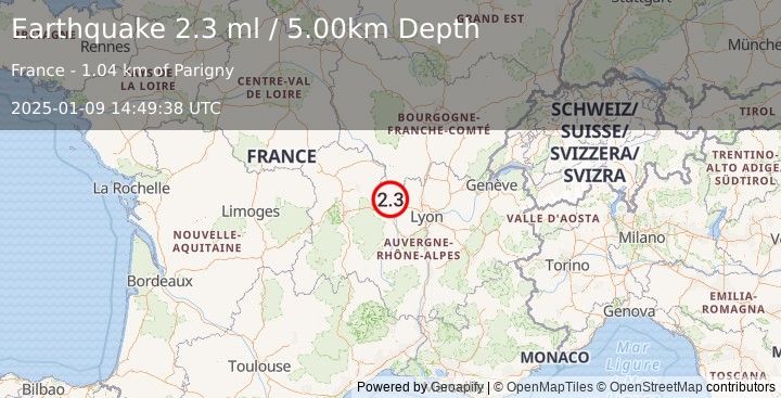 Earthquake FRANCE (2.3 ml) (2025-01-09 14:49:38 UTC)