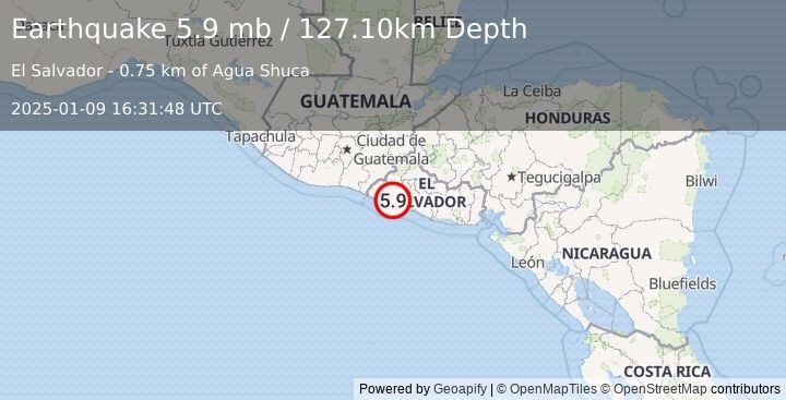 Earthquake EL SALVADOR (5.9 m) (2025-01-09 16:31:44 UTC)