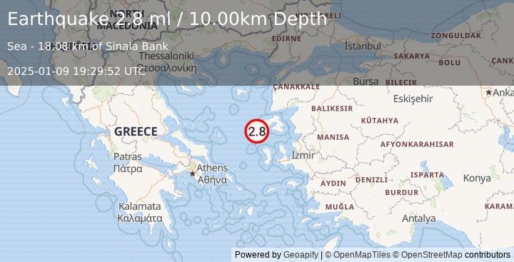 Earthquake AEGEAN SEA (2.8 ml) (2025-01-09 19:29:52 UTC)