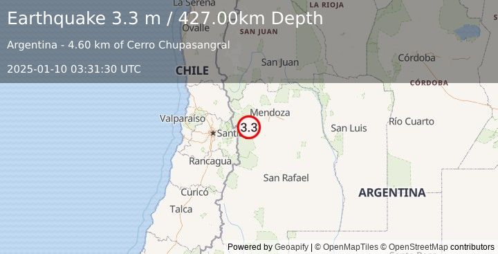 Earthquake MENDOZA, ARGENTINA (3.3 m) (2025-01-10 03:31:30 UTC)